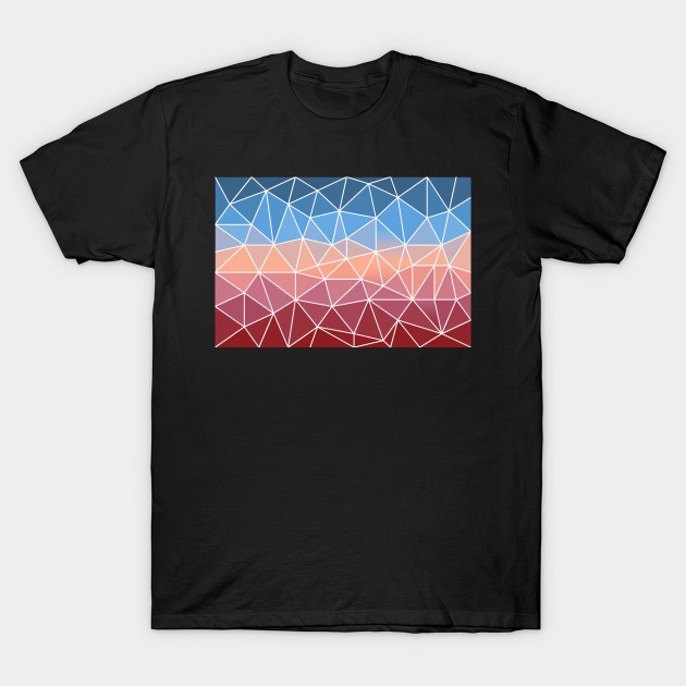 Pink rose blue sky abstract polygon multicolor pattern